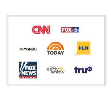 Collection of Media Channels Jeffrey Shapiro has been part of - CNN, Fox News, MSNBC, Today Show, HLN, The Early show, and TruTV